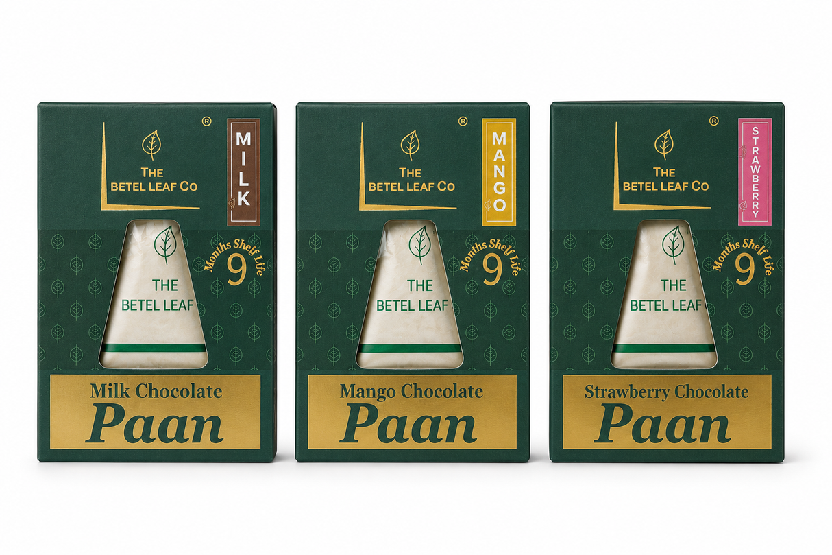 Chocolate Paan Trio (Milk, Mango & Strawberry Chocolate Paans)