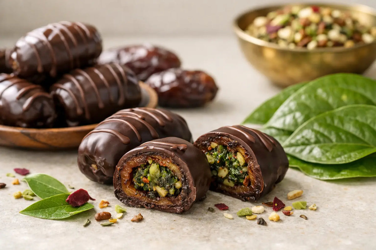 Chocolate Covered Dates With a Paan Center