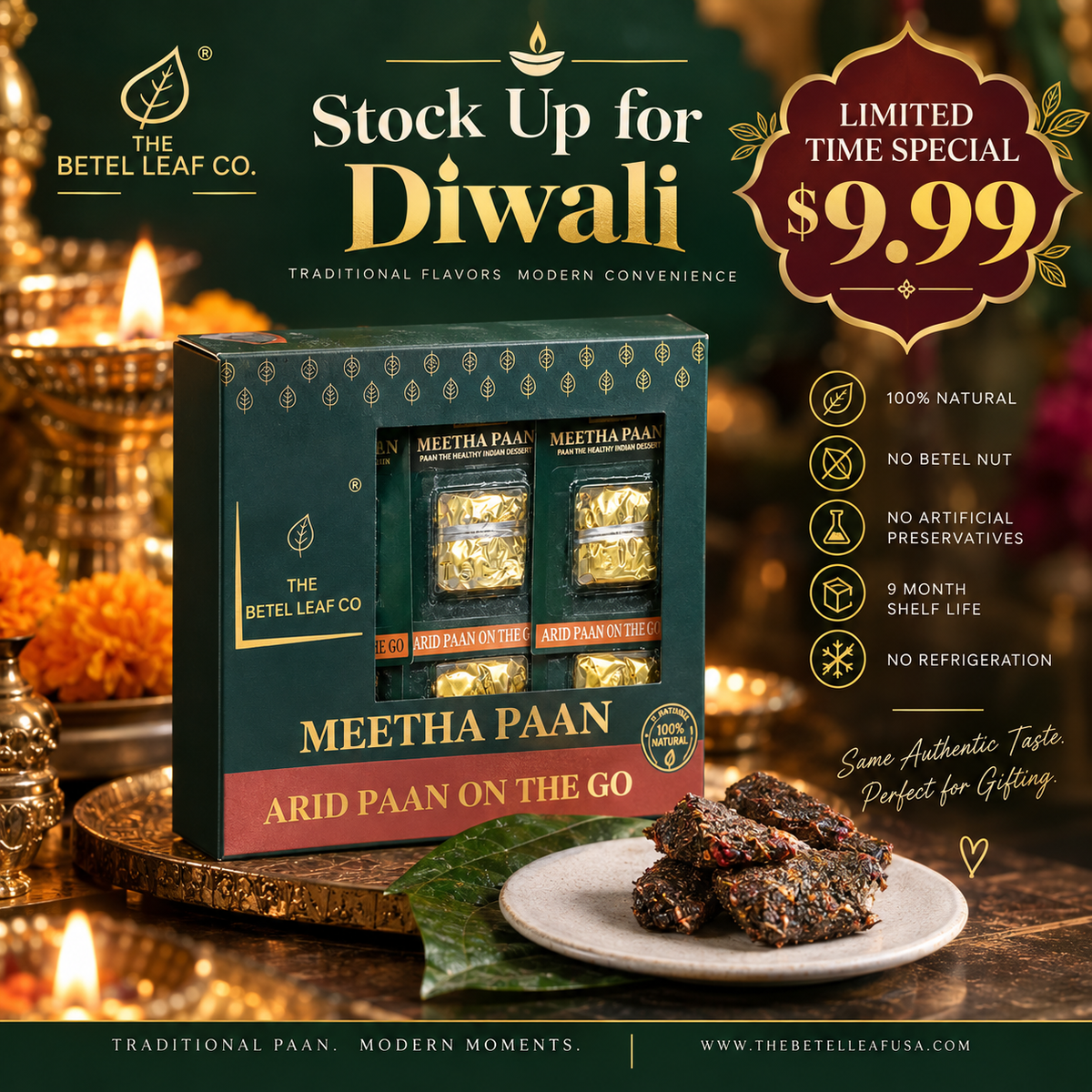 Calcutta Meetha Mini Paan Arid (Dry) "Grab N Go" (Pack Of 12)